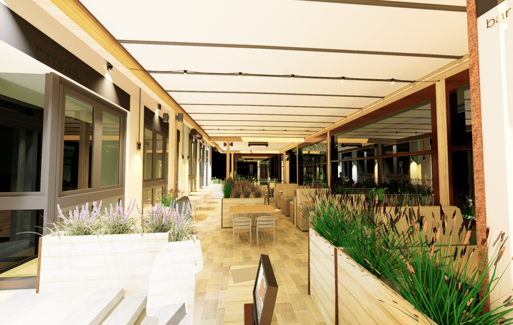 indeling van een terras met overkapping